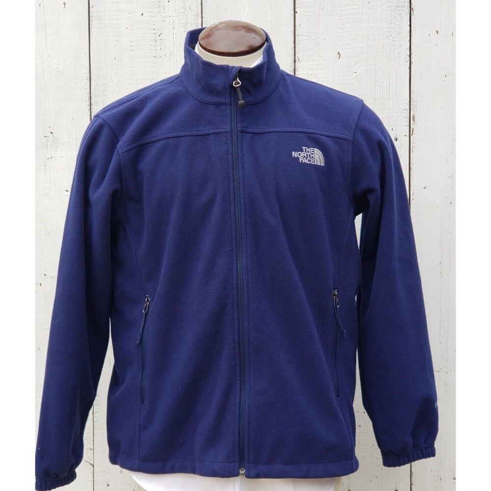 The North Face Men's Sz L Blue Fleece Jacket Zip-Up Pockets